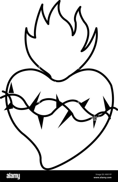 Jesus Christ Sacred Heart Christian Icon Image Vector Illustration