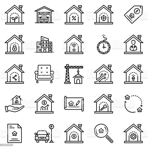 Real Estate Icon Set Vector Illustration Home House Property Mortgage
