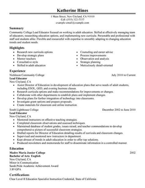 unforgettable lead educator resume examples to stand out b031754a