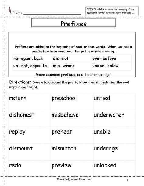 Prefix Suffix Worksheet Grade 4