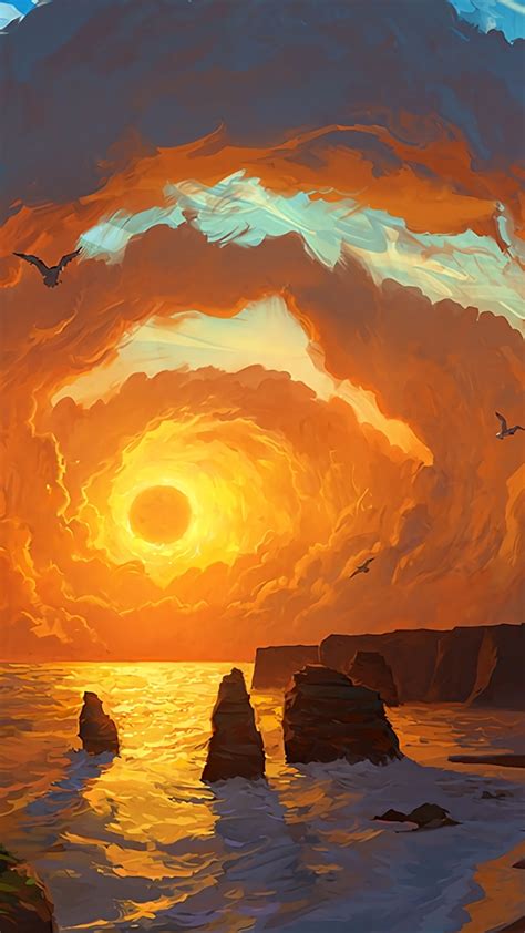 1080x1920 1080x1920 Landscape Sunset Sea Clouds Artist Artwork