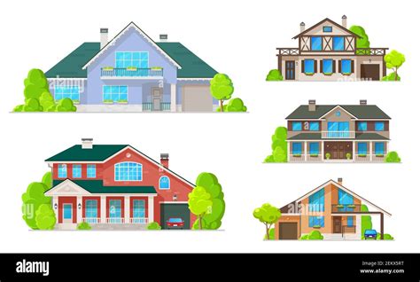 House Building Icons Of Village Homes And Cottages Villas And Mansions