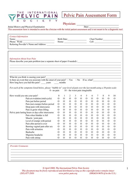 Fillable Online Pelvic Pain Assessment Form Bgarofaloobgynbbcomb Fax