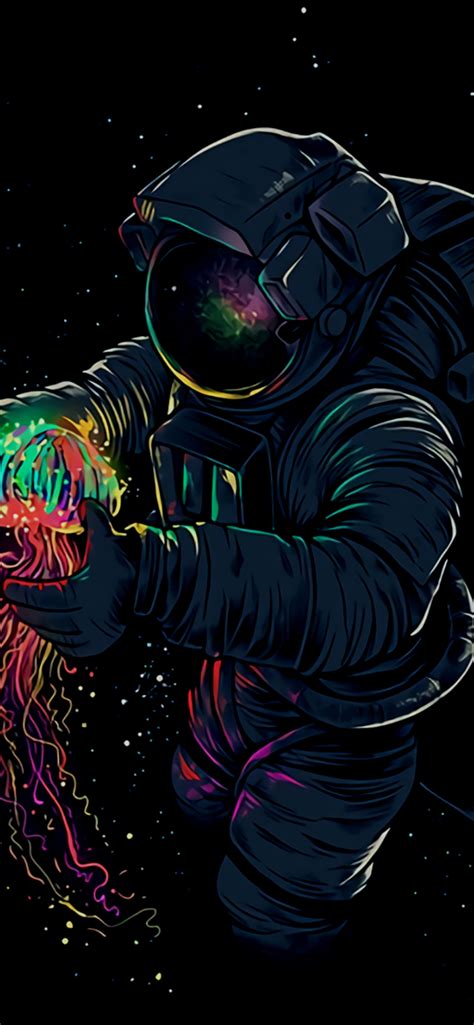 1242x2688 Resolution Astronaut With Jellyfish Iphone Xs Max Wallpaper