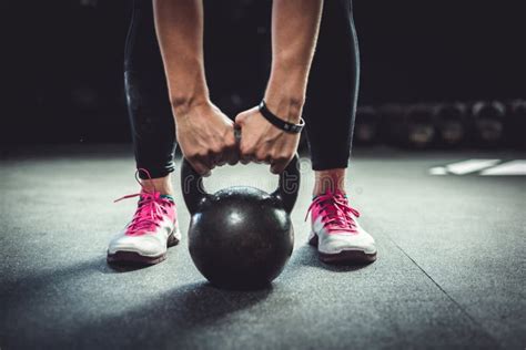 Woman With Kettlebell Stock Photo Image Of Equipment 99396454