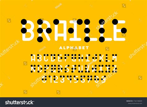 Braille Alphabet Letters Numbers Vector Illustration Stock Vector