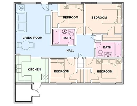 Floor Plan 4 Bedroom 4 Bath Floorplansclick