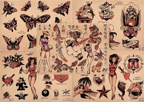 Sailor Jerry Traditional Vintage Style Tattoo Flash 48 Sheets Etsy