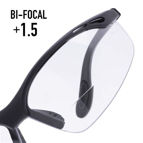 scratch proof bifocal safety glasses 1 5 magnification clear nsi