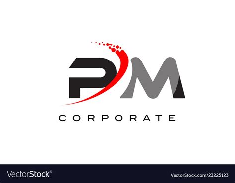 Pm Modern Letter Logo Design With Swoosh Vector Image