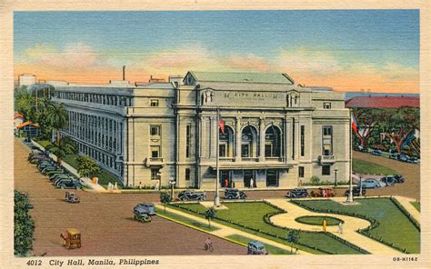 Colorized Postcard Of The City Hall In Manila Philippines Taken During