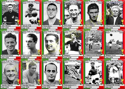 Italy Team Stickers For The 1938 World Cup Finals First World Cup