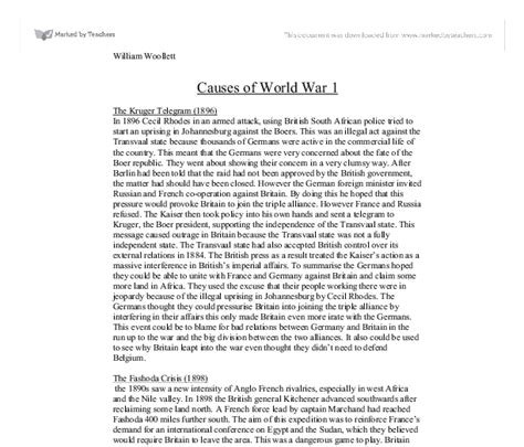 Causes Of World War 1 Essay Telegraph
