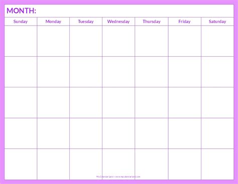 Free Blank Printable Calendar Template