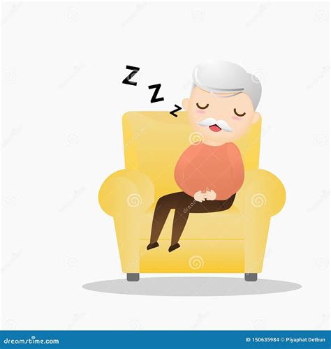 Old Man Sleeping Concept Vector Illustration