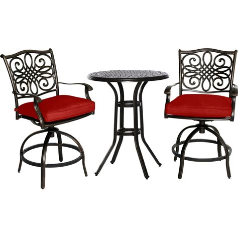 Hanover Traditions 3 Piece High Dining Bistro Set In Red