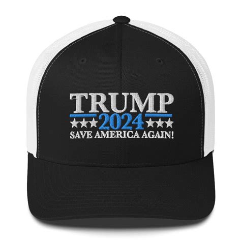 Trump 2024 Trucker Cap Save America Again Embroidered Hat Etsy