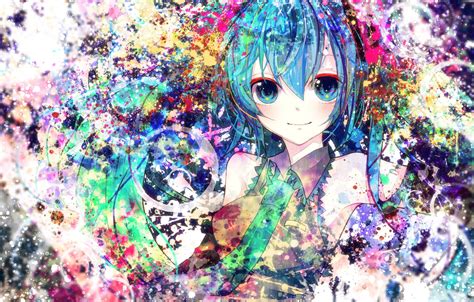 Wallpaper Girl Smile Colorful Art Tie Vocaloid Hatsune Miku