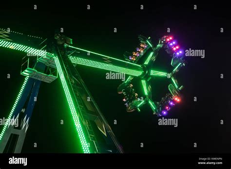 Amusement Park At Night Stock Photo Alamy