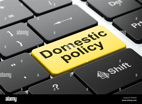 Politics Concept Domestic Policy On Computer Keyboard Background Stock