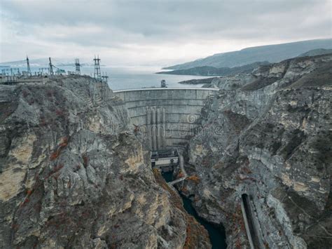 Dam Of Chirkey Hydroelectric Power Plant In Dagestan Russia Stock
