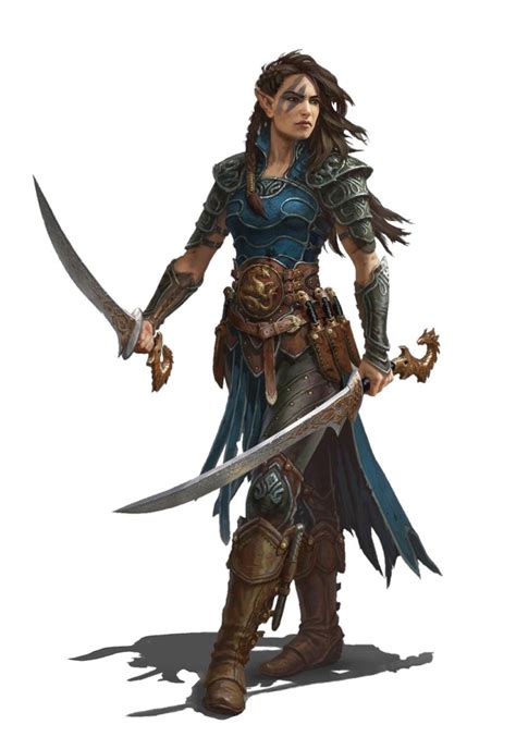 Female Elf Rogue Ranger Dual Wield Pathfinder Pfrpg Dnd D D E Th Ed D Fantasy Female