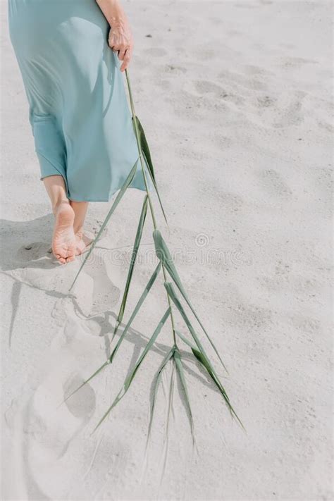 Rest Relax Gait Girls Barefoot Sand Beach Stock Photo Image Of Relax