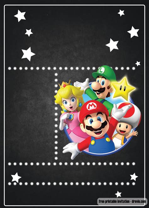Free Super Mario Chalkboard Invitation Template Super Mario Bros