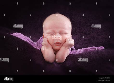 Sleeping New Born Baby Girl Stock Photo Alamy