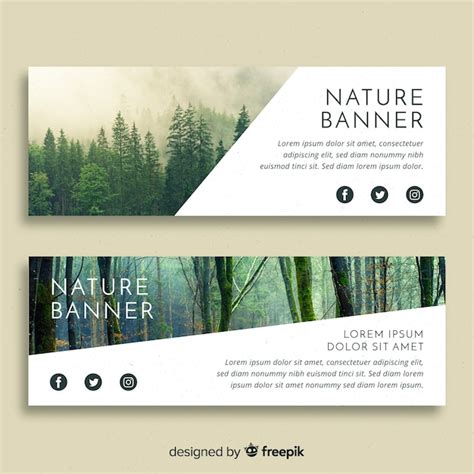 Modern Nature Banners With Photo Free Vector