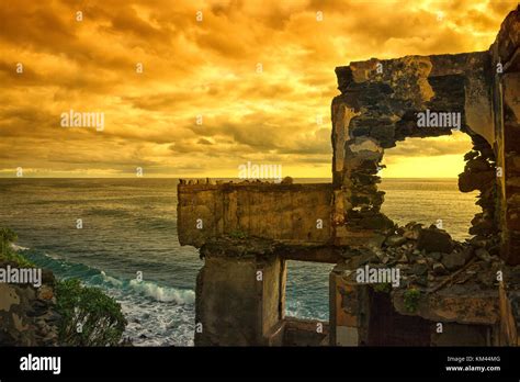 Ruin In Front Of Atlantic Ocean Hdr Stock Photo Alamy