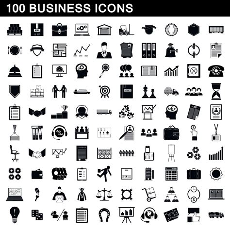 100 Business Icons Set Simple Style 8983970 Vector Art At Vecteezy