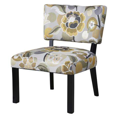 Create an inviting atmosphere with new living room chairs. Yellow and Gray Floral Accent Chair - Accent Chairs at ...