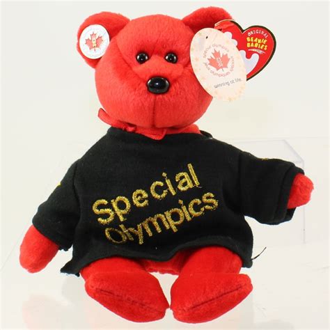 Ty Beanie Baby Canada The Bear Special Olympics W Black Shirt And Pin