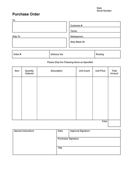 Printable Purchase Order Form Template Images And Photos Finder