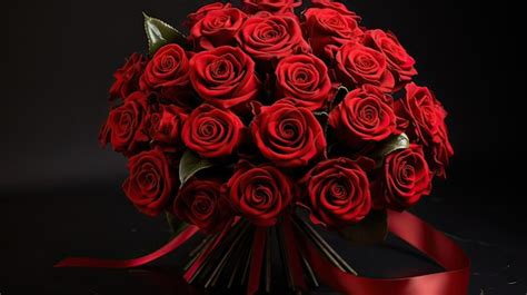 Premium Ai Image A Captivating Bouquet Of Deep Red Roses The Epitome