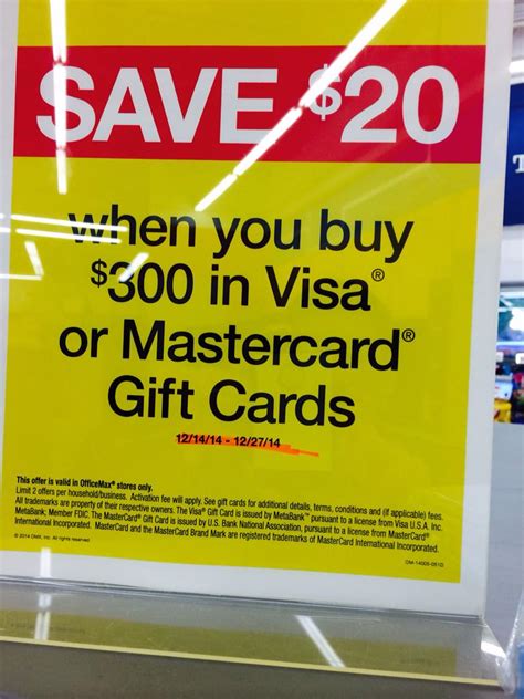 We did not find results for: OfficeMax offers $20 off $300 in Visa or Mastercard Gift Cards