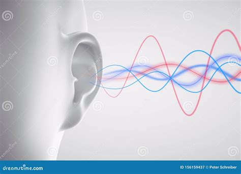 Human Ear With Sound Waves 3d Illustration Royalty Free Cartoon