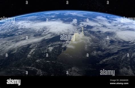 Earth From Space Stars Twinkle The Earth Rotates To The Left Flight