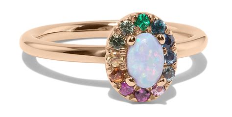 Dez Opal With Rainbow Halo Ring Bario Neal