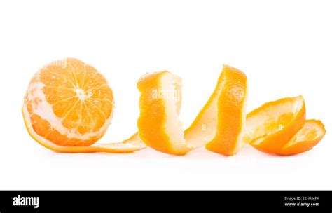 Orange And Orange Peeled Skin Isolated White Background Stock Photo Alamy