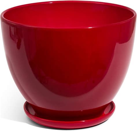 Red Ceramic 24 Cm Planter With Saucer Cone Series Uk