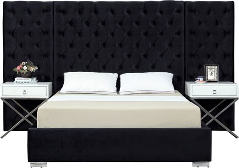 Grande Black Velvet King Bed Colorblack Velvetstylecontemporary