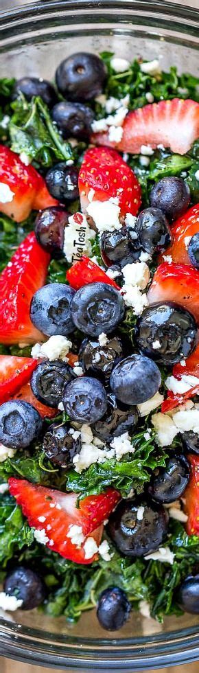 Summer Kale Salad With Blueberries Strawberries And Feta Kale Salad