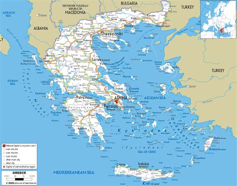 Large Detailed Road Map Of Greece With All Cities And Airports