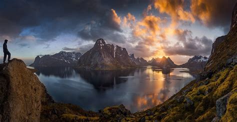 2048x904 Nature Landscape Lofoten Islands Norway Sunrise Mountain