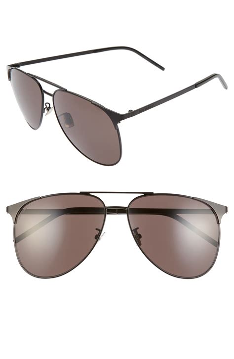 Men’s Saint Laurent 61mm Aviator Sunglasses Silver The Fashionisto