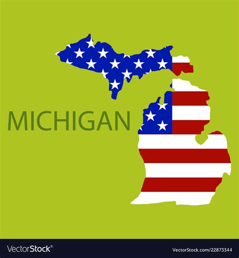 Michigan State Of America With Map Flag Print On Vector Image