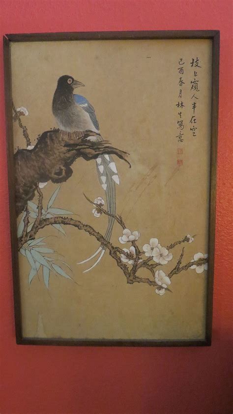 Antique Japanese Bird Painting Signed Birds Painting