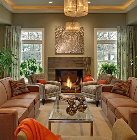 Warm Contemporary Living Room Transitional Living Room New York By Thyme Place Design